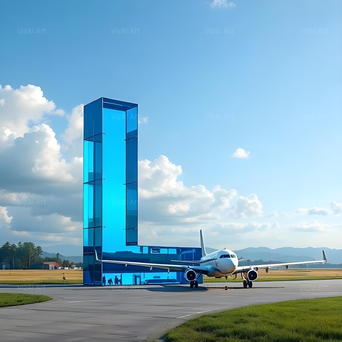 Airliner Runway Blue alphabet — printable letter L