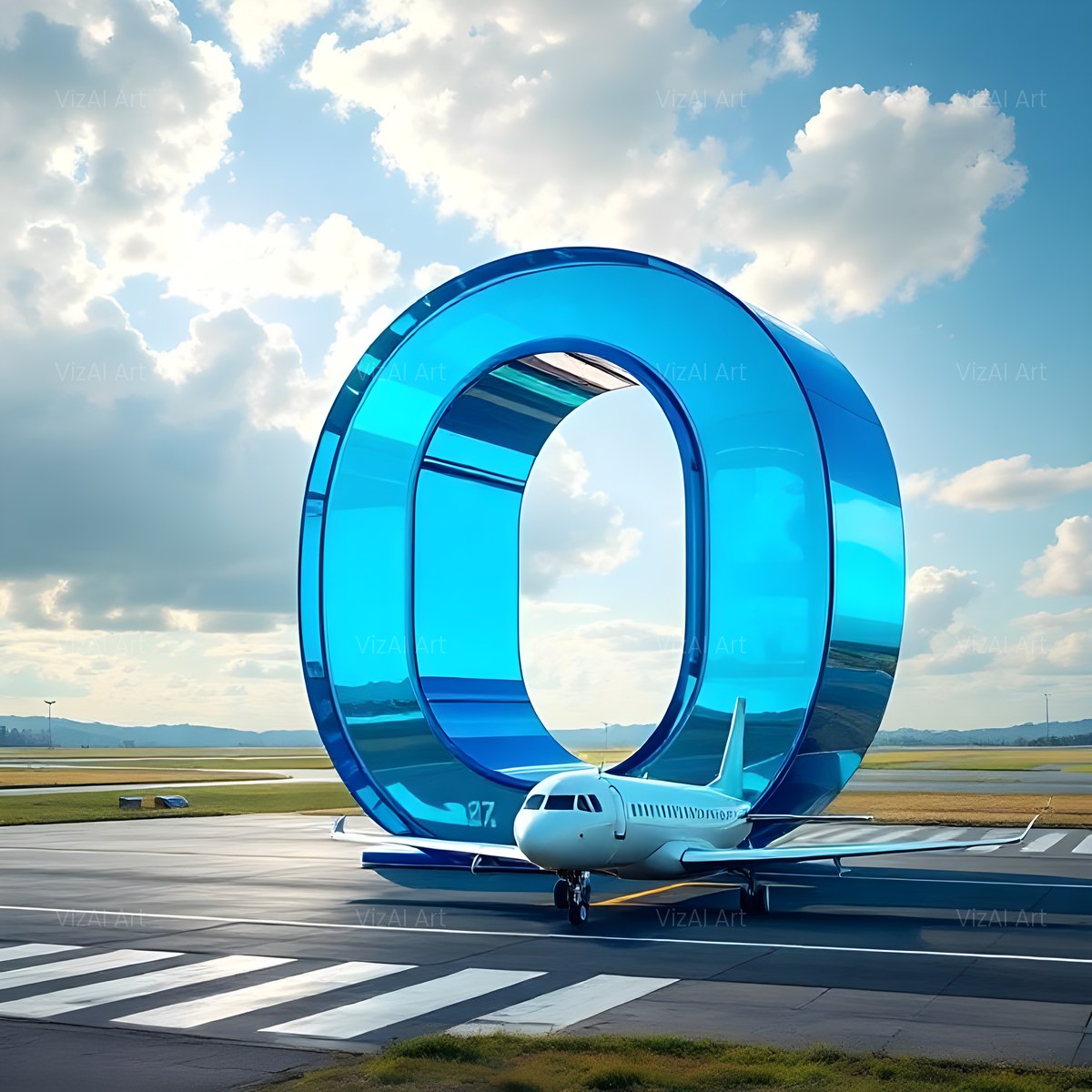 Airliner Runway Blue alphabet — printable letter O