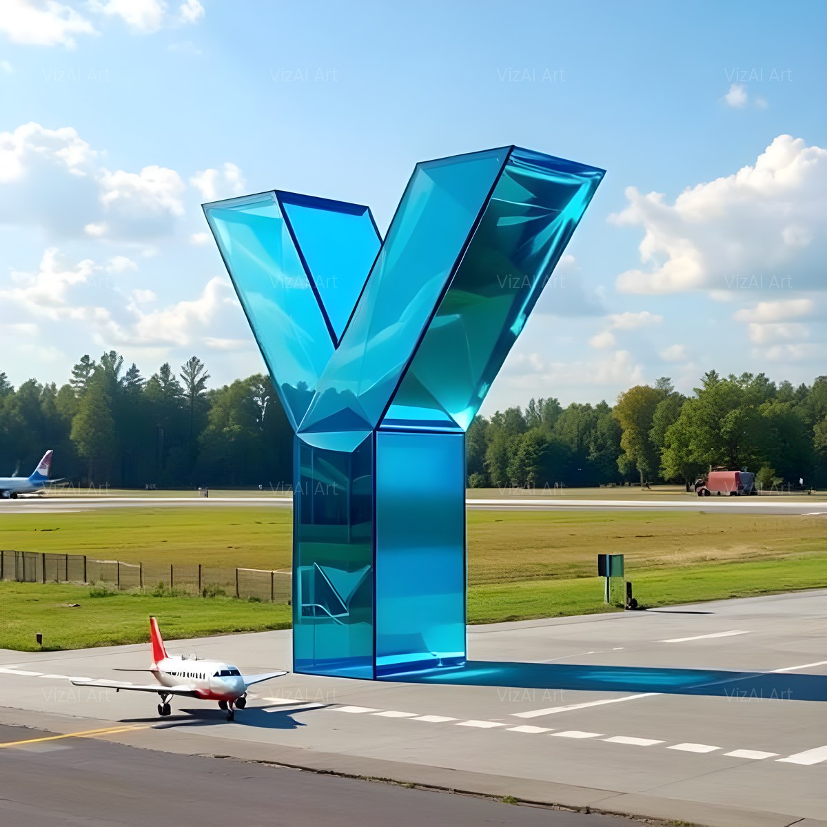 Airliner Runway Blue alphabet — printable letter Y