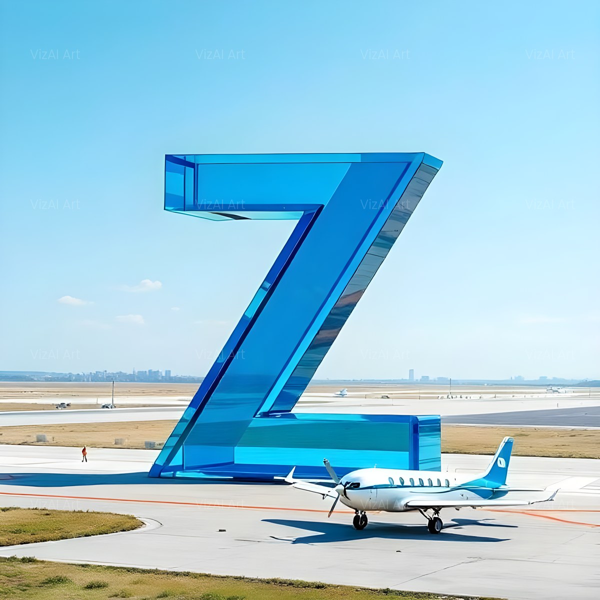 Airliner Runway Blue alphabet — printable letter Z