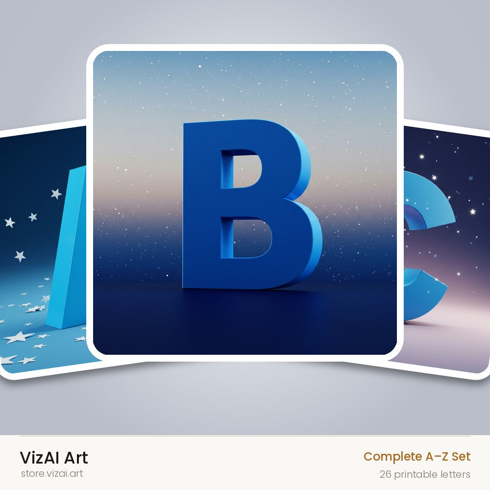 Starlit Night Sky alphabet — choose an individual printable letter