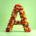 Rainbow Rose Bloom alphabet — printable letter A