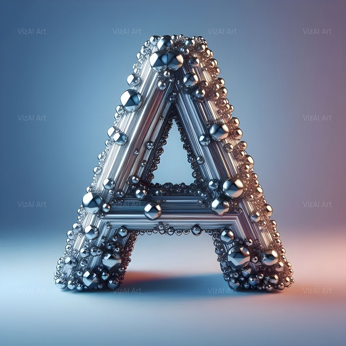 Silver Crystal alphabet — printable letter A