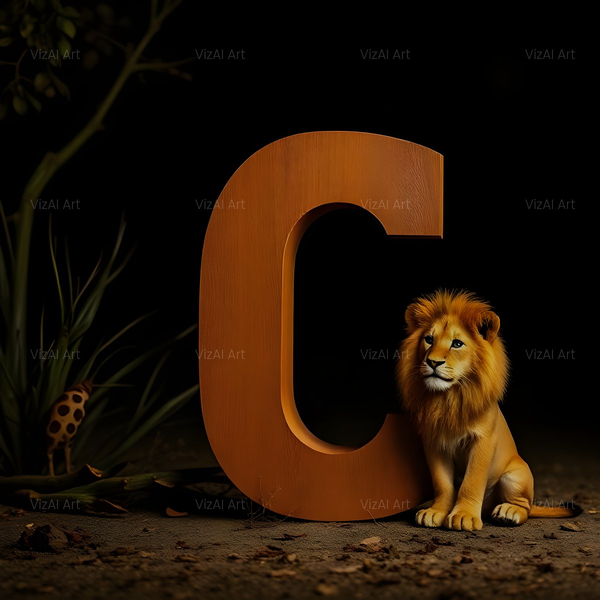 Bronze Lion Night alphabet — printable letter C