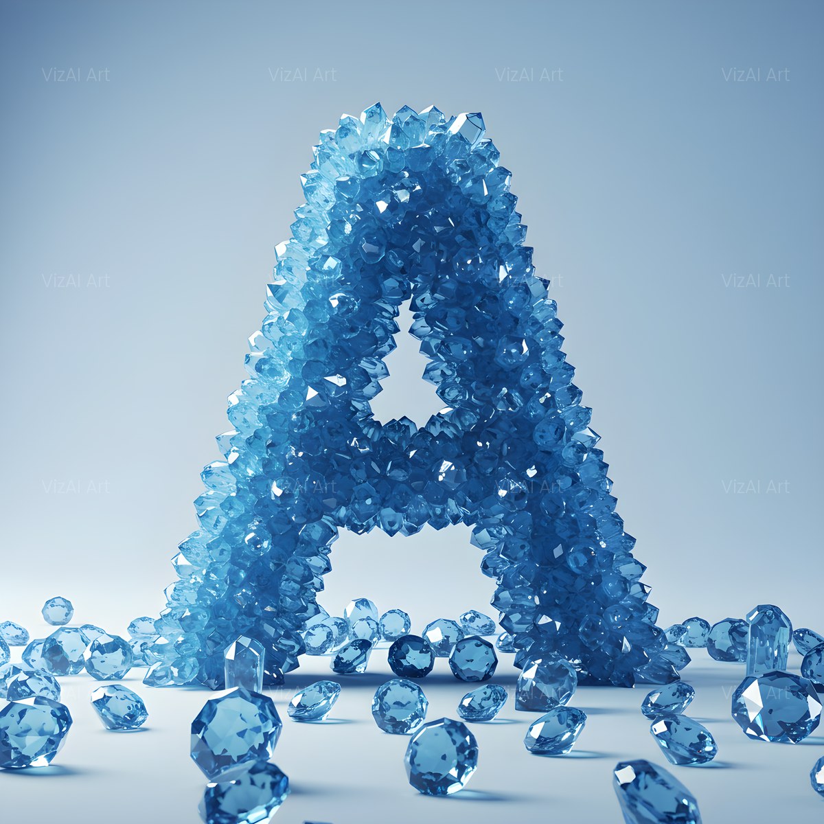 Azure Ice Crystal alphabet — printable letter A