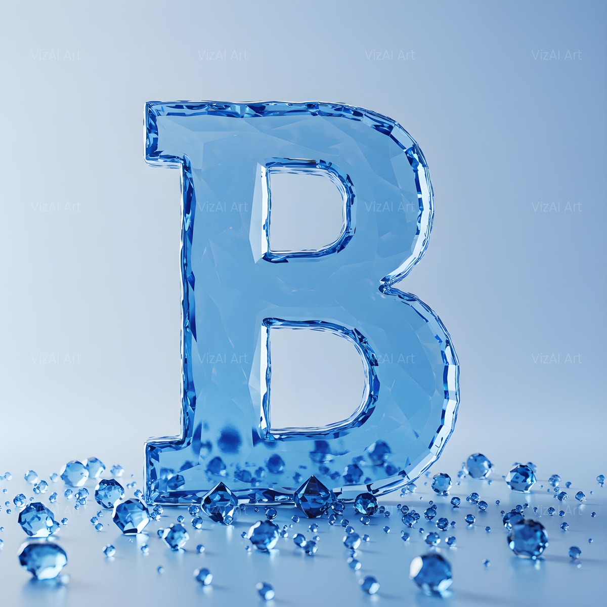 Azure Ice Crystal alphabet — printable letter B