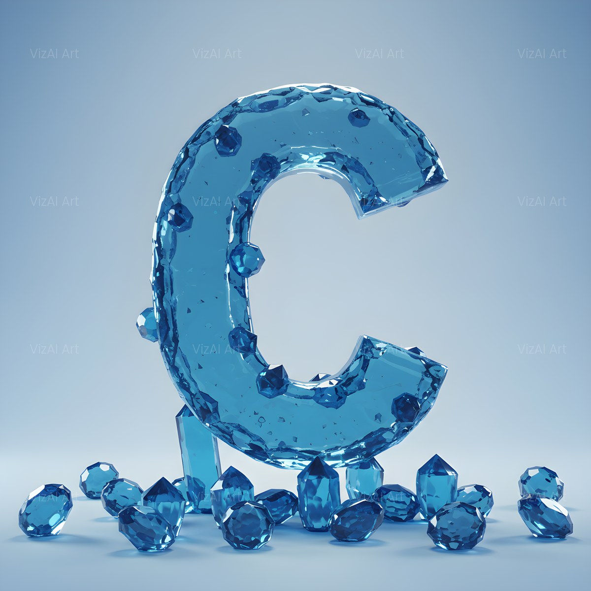 Azure Ice Crystal alphabet — printable letter C