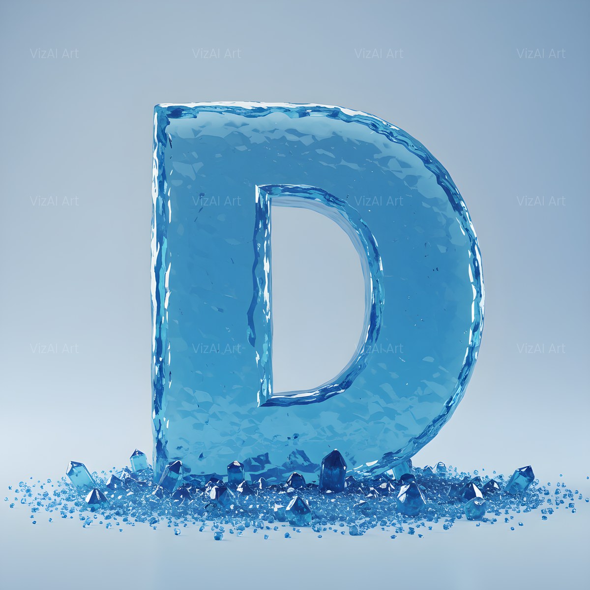 Azure Ice Crystal alphabet — printable letter D
