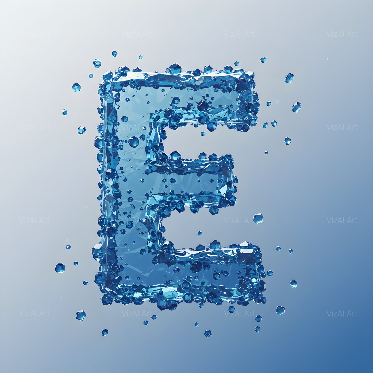 Azure Ice Crystal alphabet — printable letter E