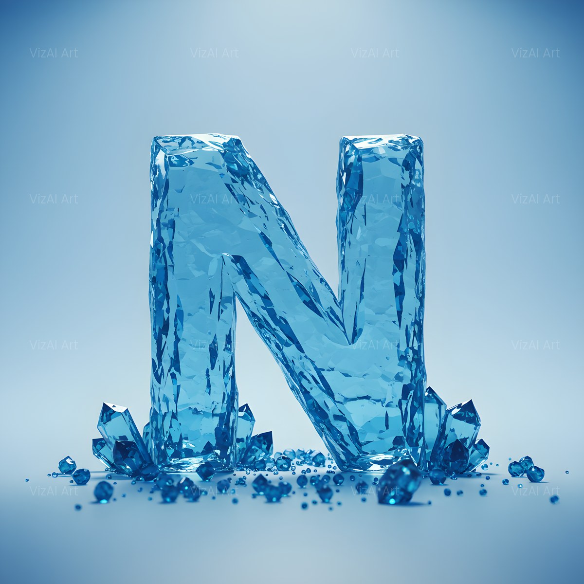 Azure Ice Crystal alphabet — printable letter N