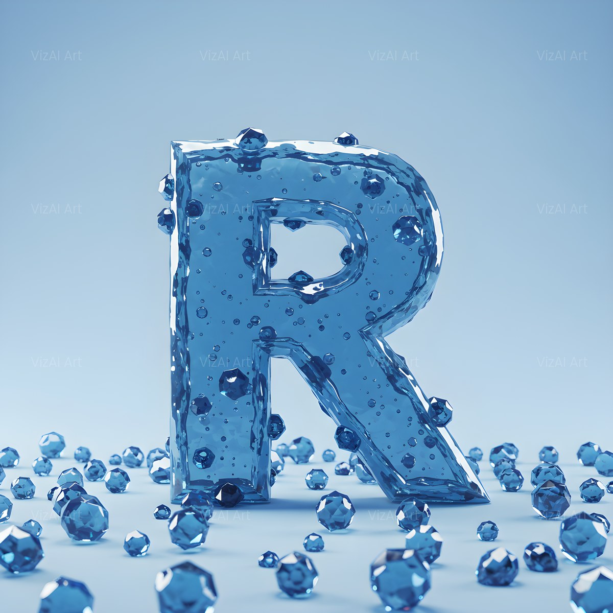 Azure Ice Crystal alphabet — printable letter R