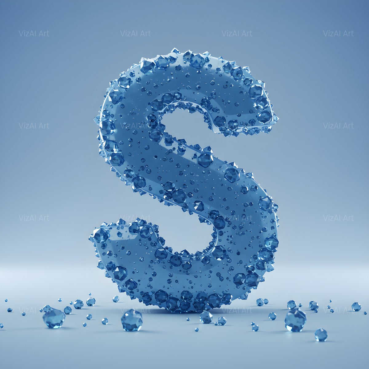 Azure Ice Crystal alphabet — printable letter S