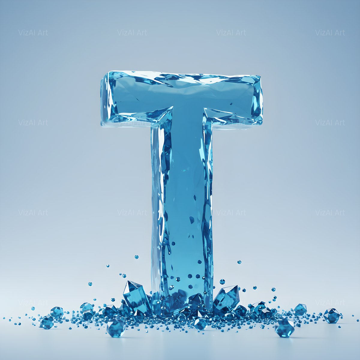 Azure Ice Crystal alphabet — printable letter T