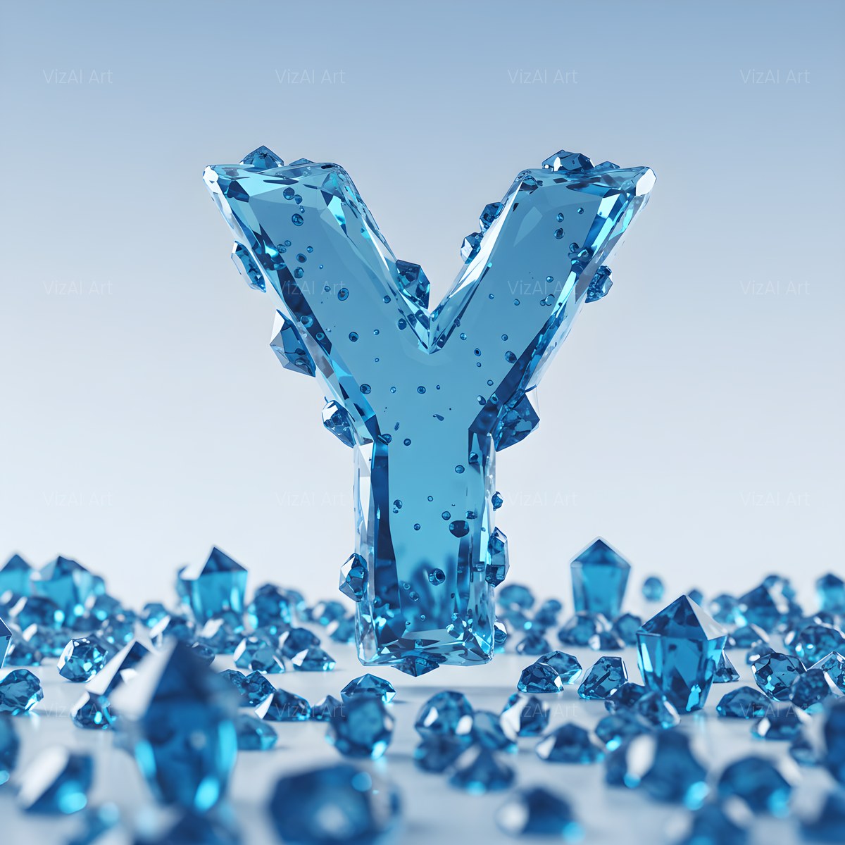 Azure Ice Crystal alphabet — printable letter Y