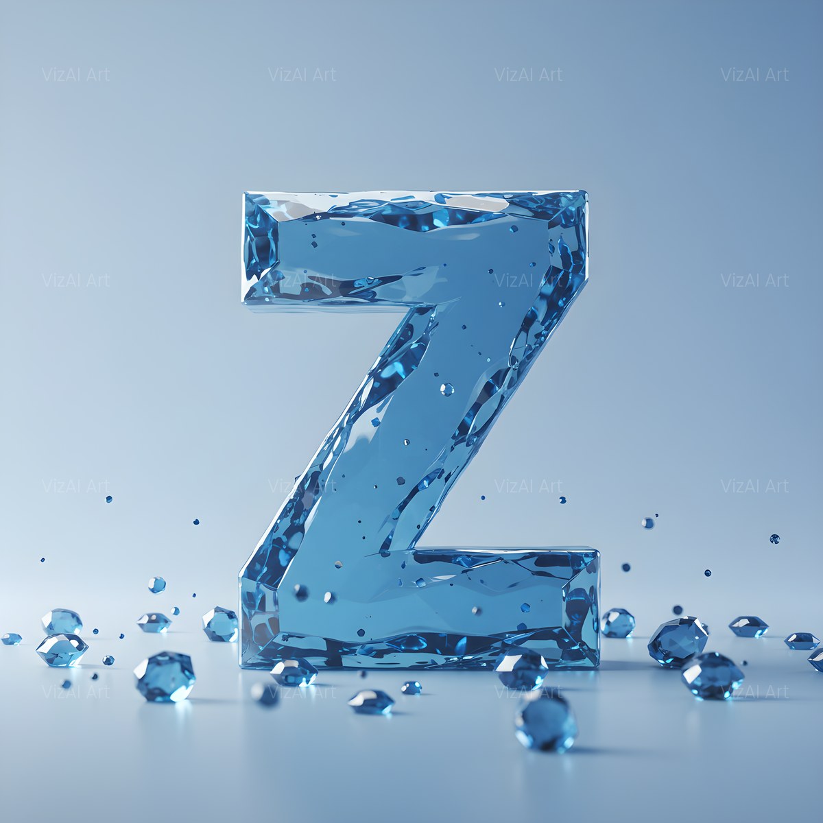 Azure Ice Crystal alphabet — printable letter Z