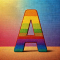 Rainbow Knit Textile alphabet — printable letter A