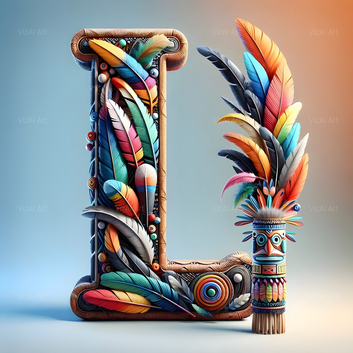 Carved Totem Pole alphabet — printable letter L