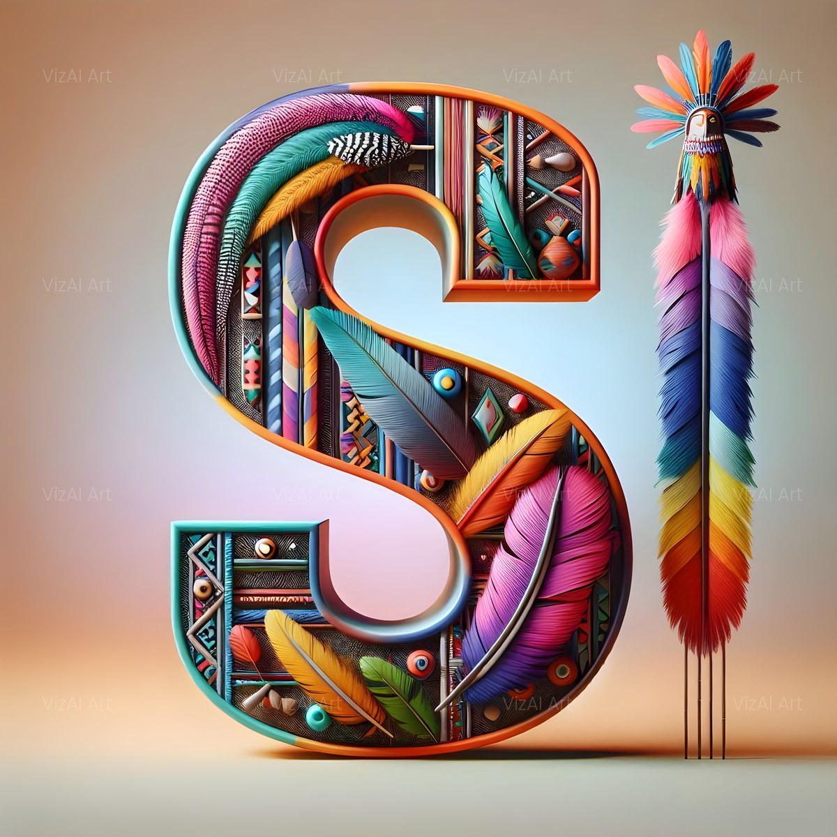 Carved Totem Pole alphabet — printable letter S