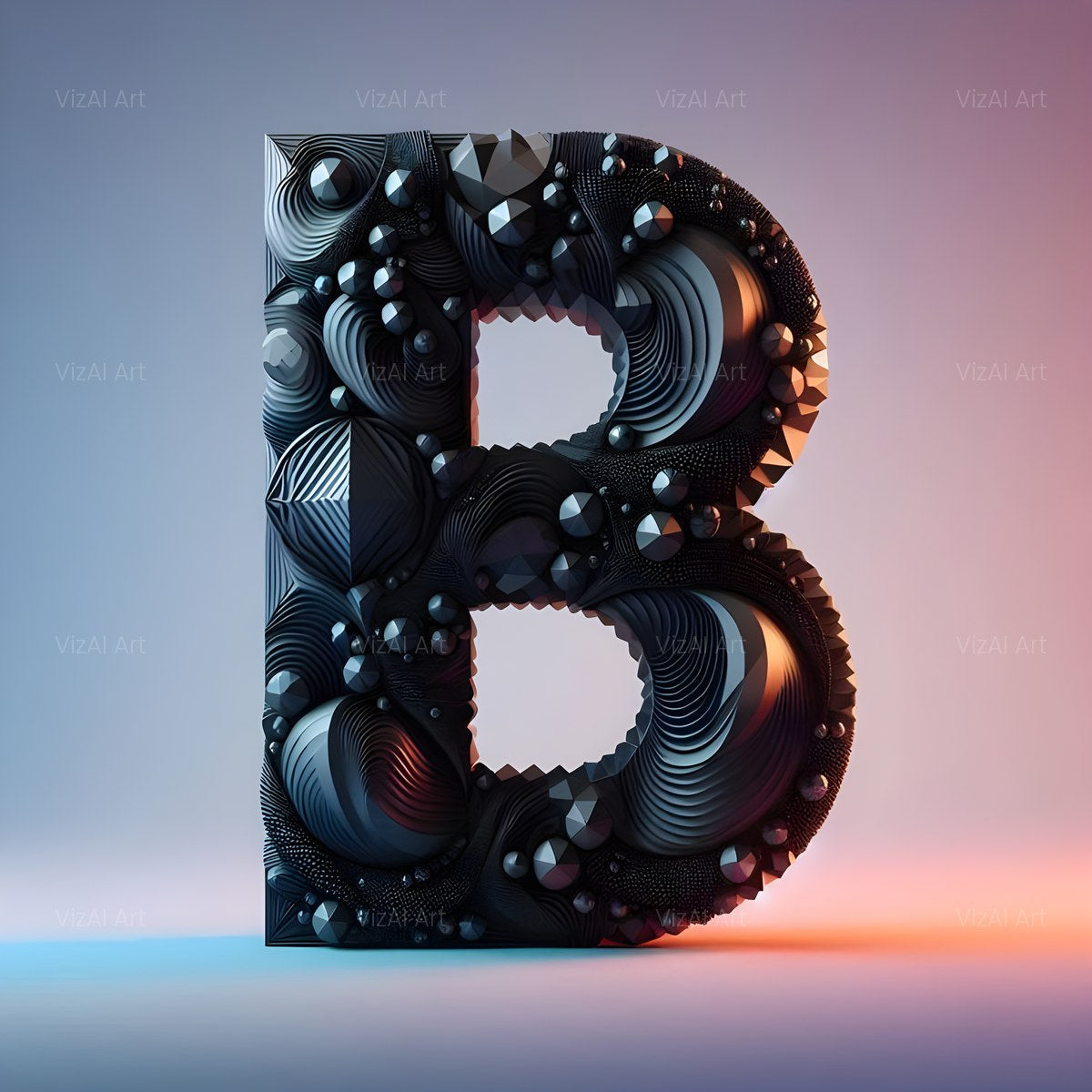 Black Crystal alphabet — printable letter B