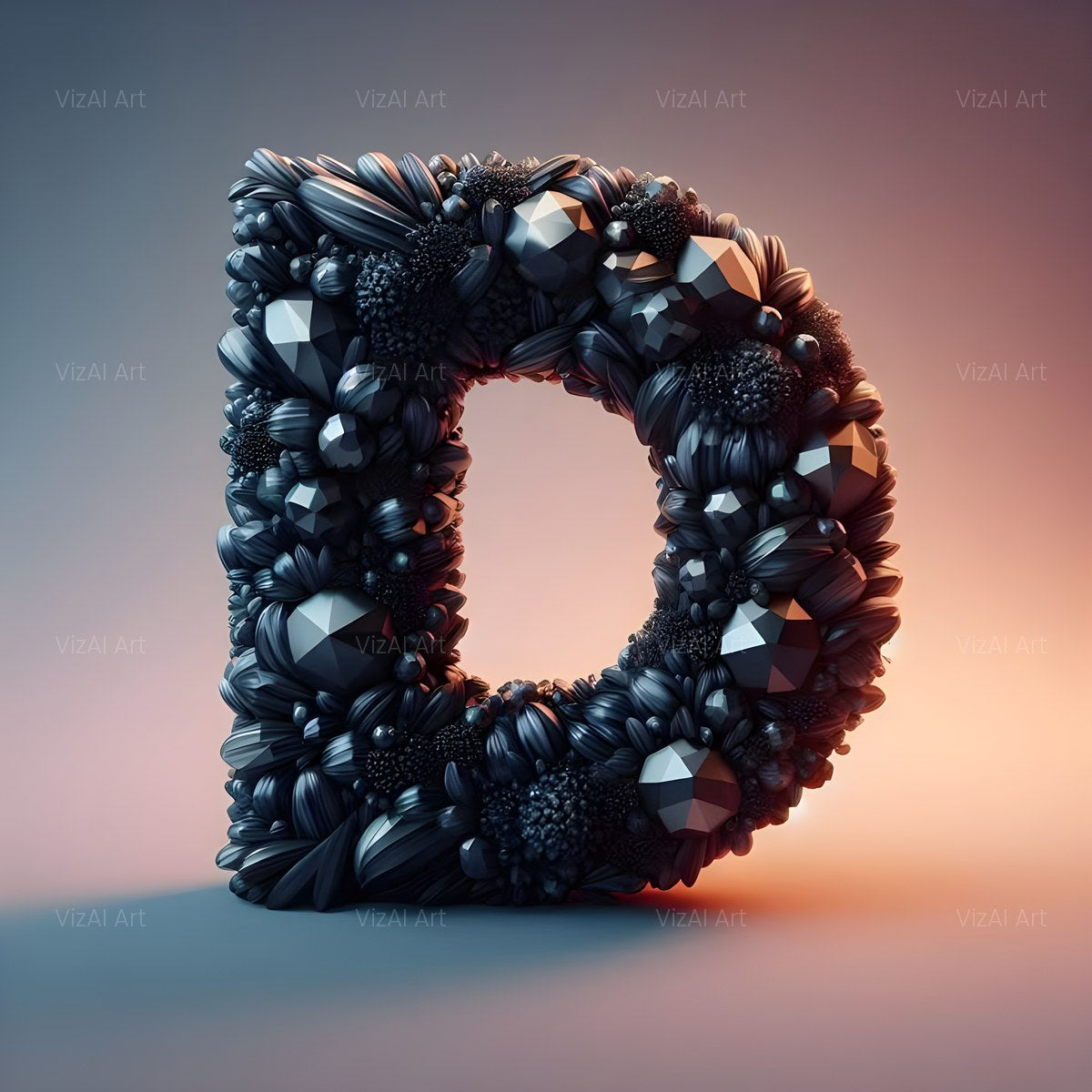 Black Crystal alphabet — printable letter D