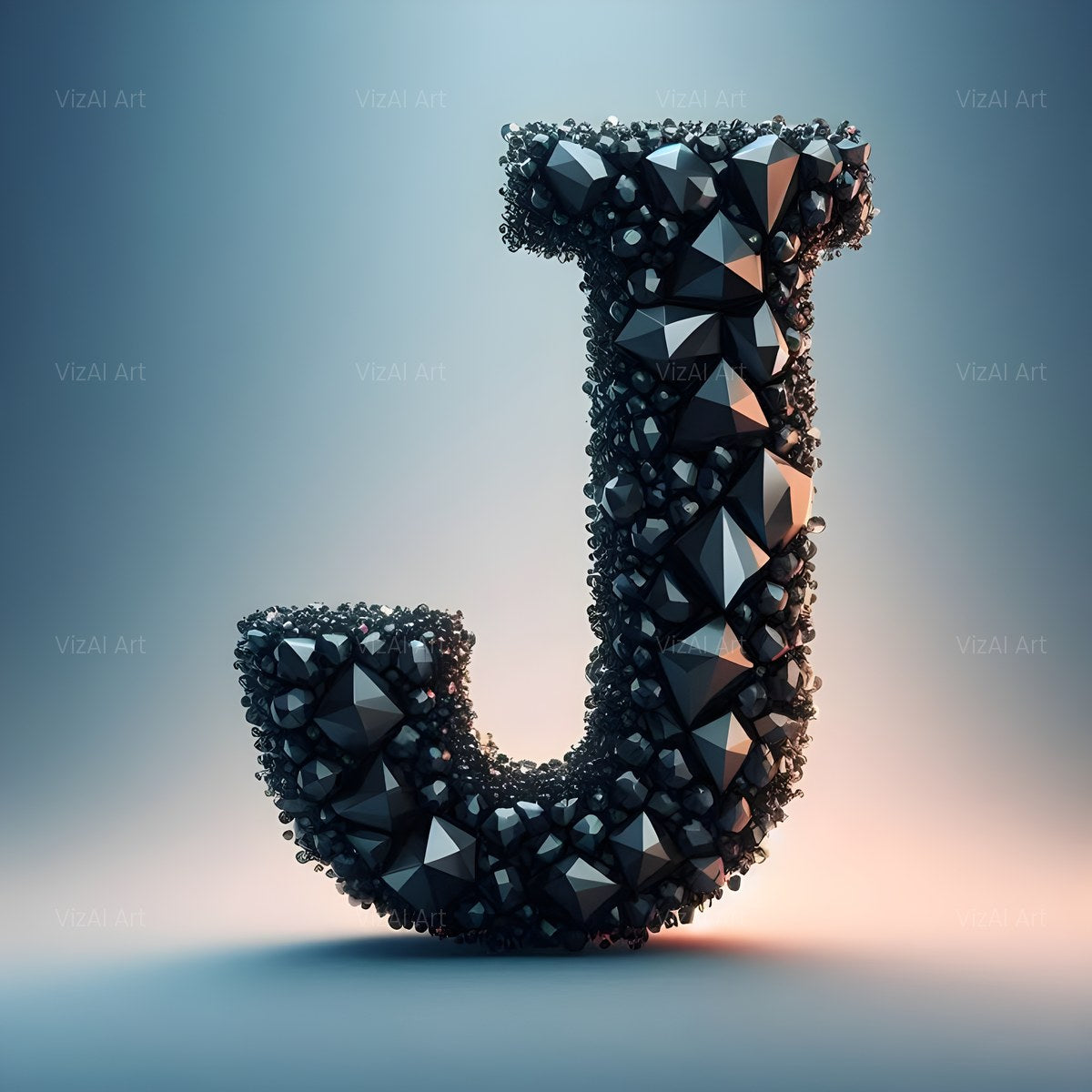 Black Crystal alphabet — printable letter J
