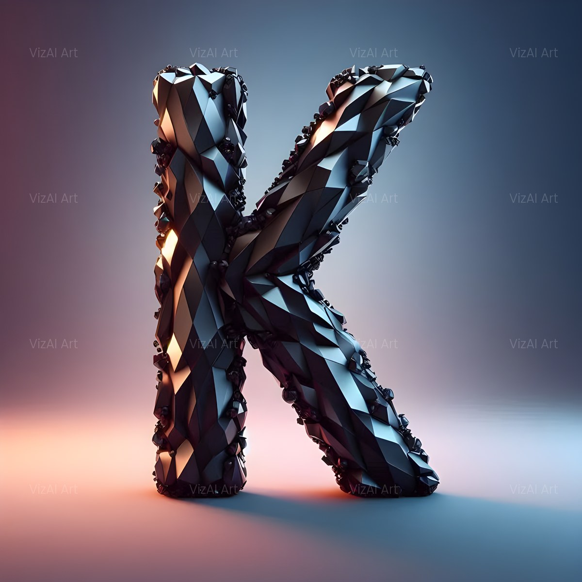 Black Crystal alphabet — printable letter K