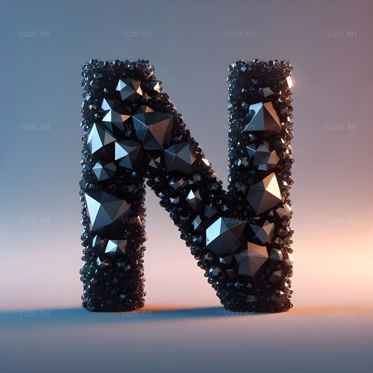 Black Crystal alphabet — printable letter N