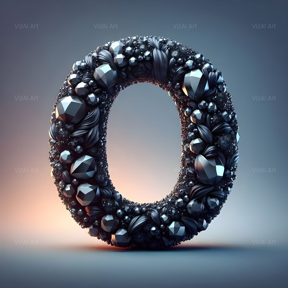 Black Crystal alphabet — printable letter O