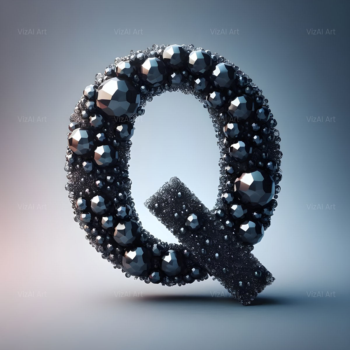 Black Crystal alphabet — printable letter Q