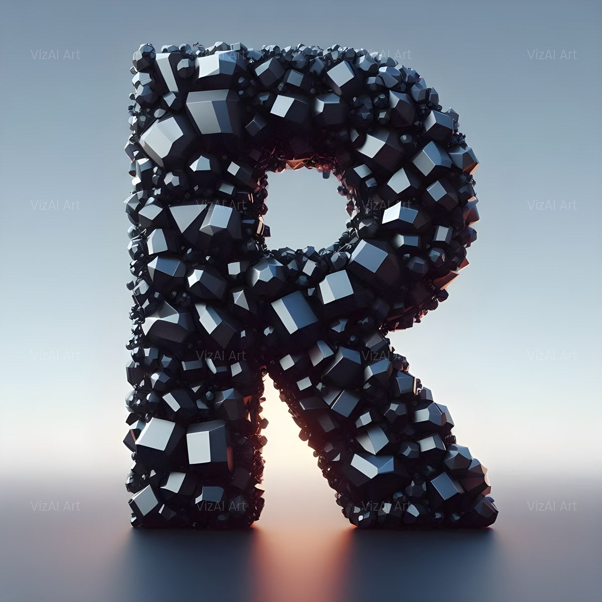 Black Crystal alphabet — printable letter R