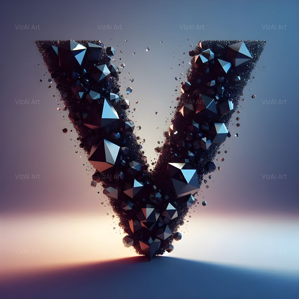 Black Crystal alphabet — printable letter V