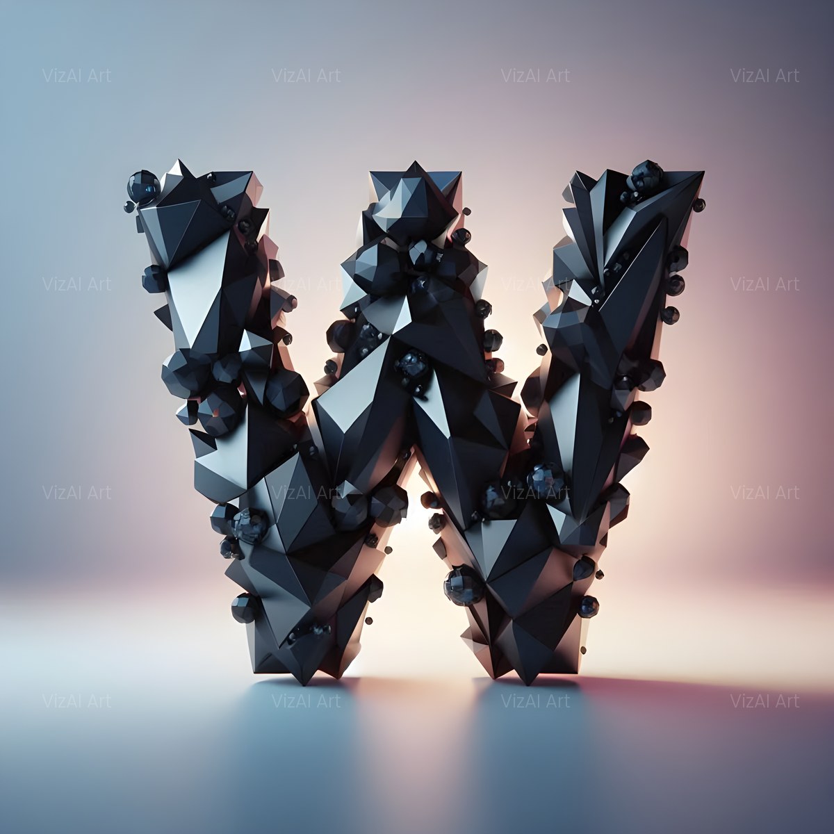 Black Crystal alphabet — printable letter W