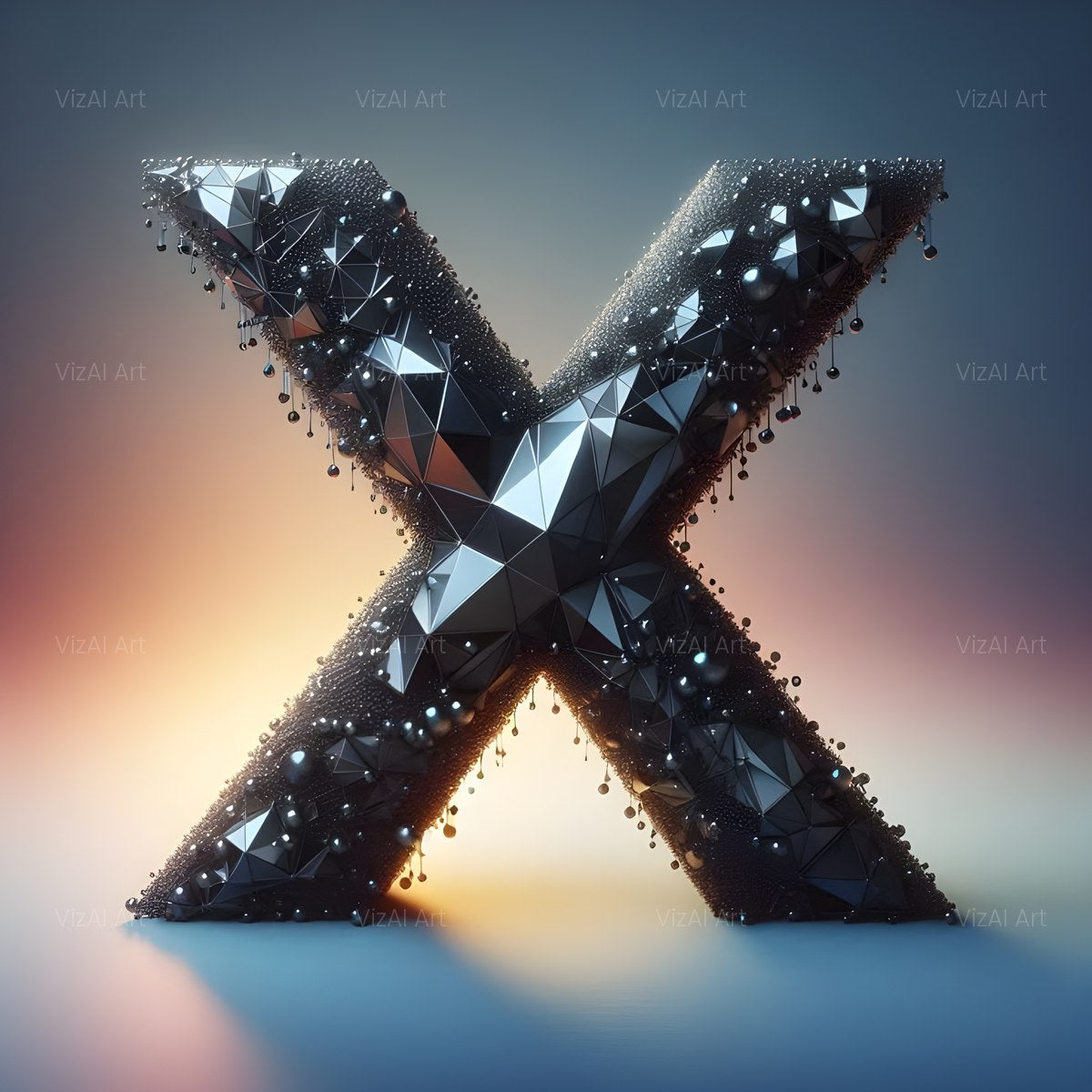 Black Crystal alphabet — printable letter X