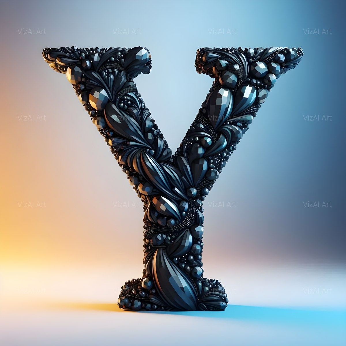 Black Crystal alphabet — printable letter Y