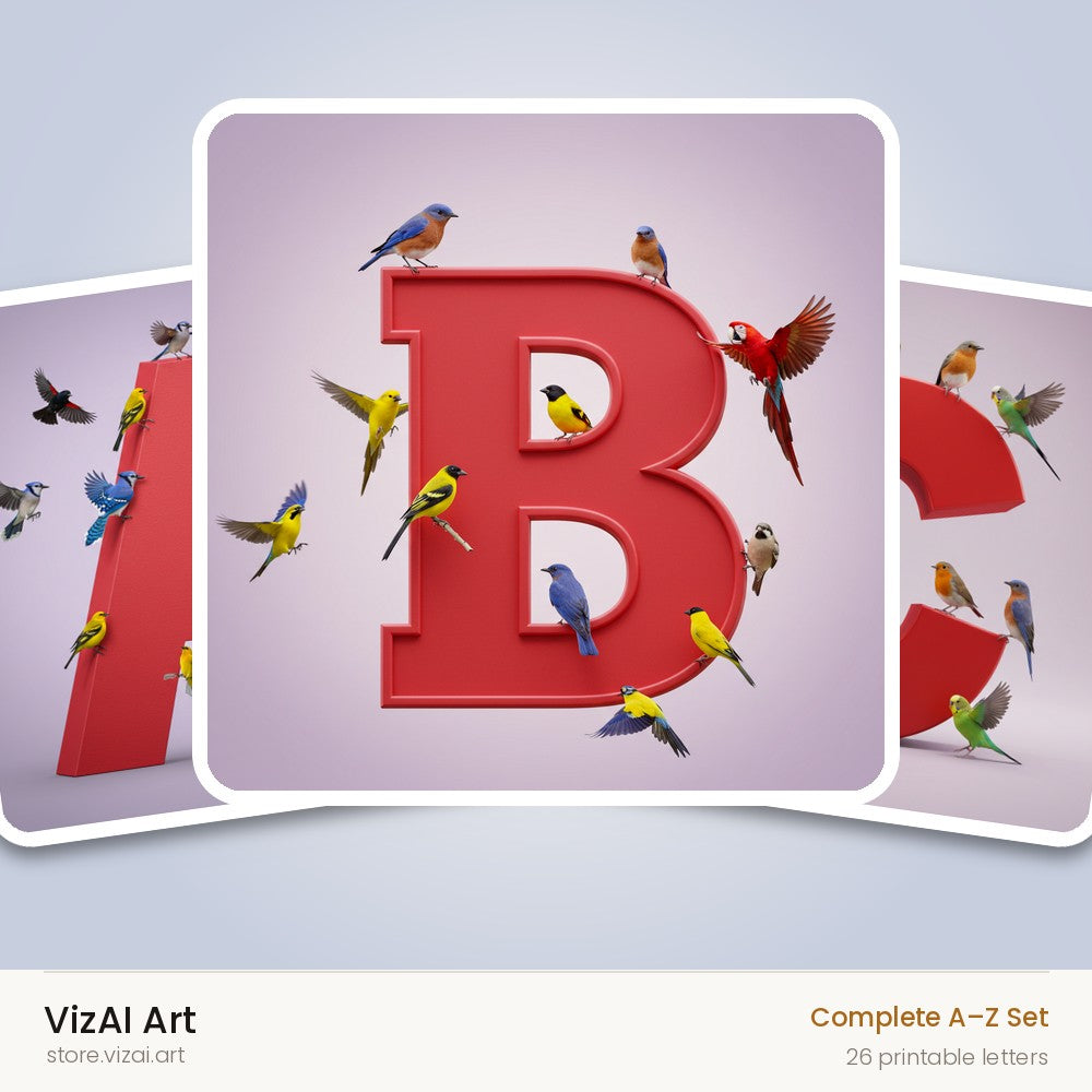 VizAI Art — complete A–Z printable alphabet set