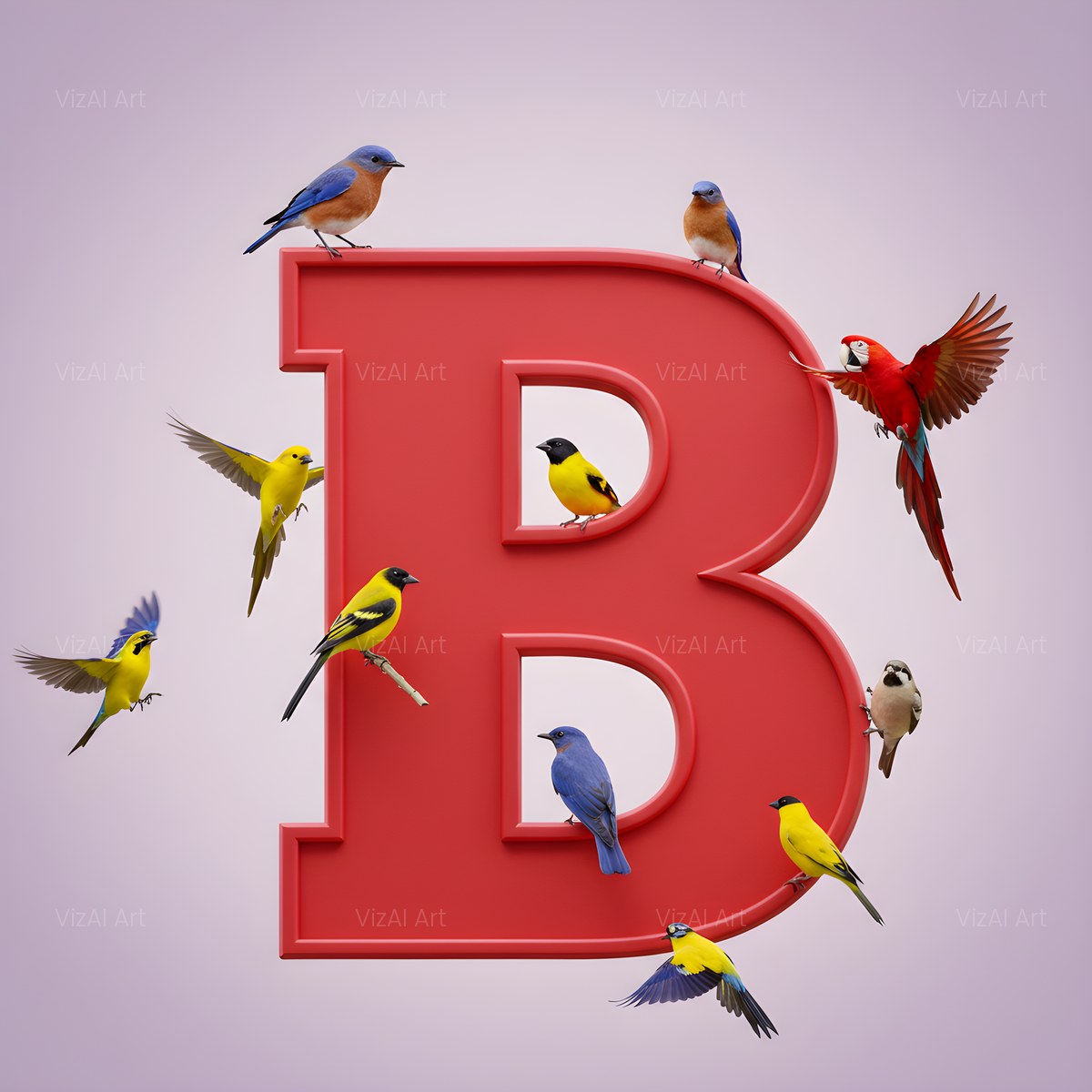 Garden Bird alphabet — printable letter B
