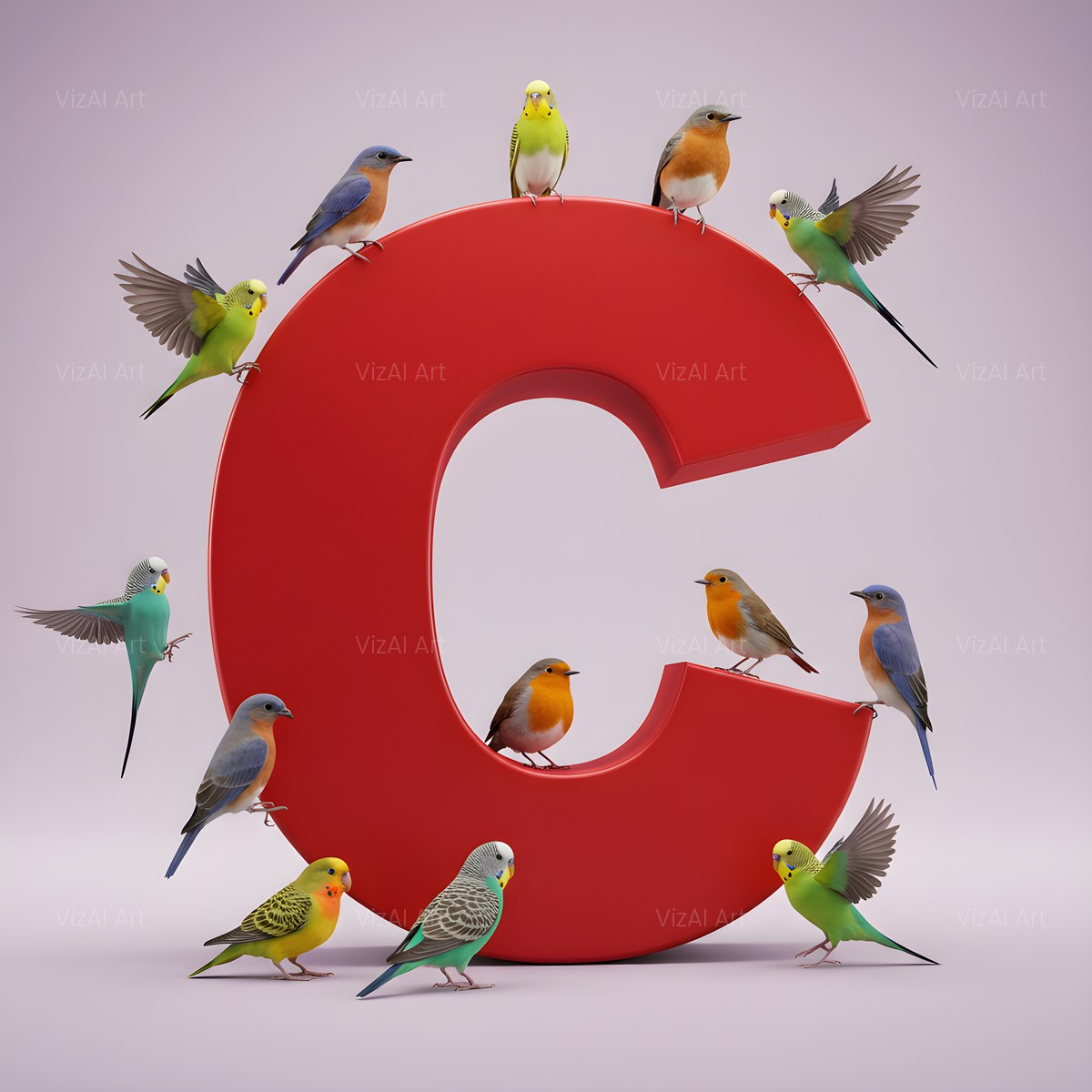 Garden Bird alphabet — printable letter C