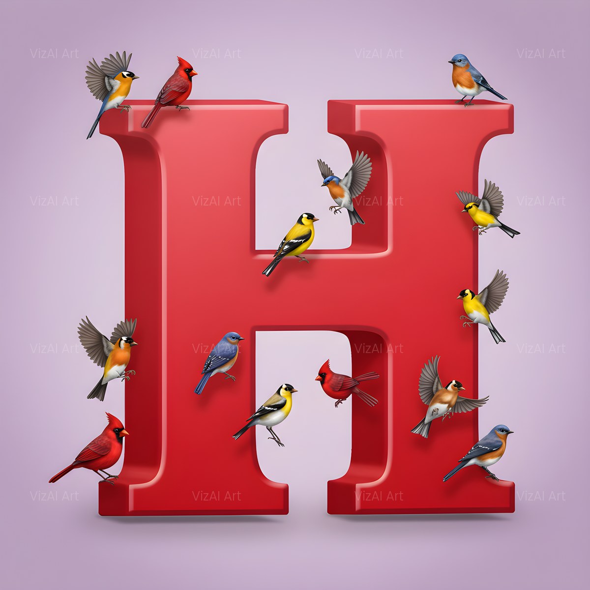 Garden Bird alphabet — printable letter H