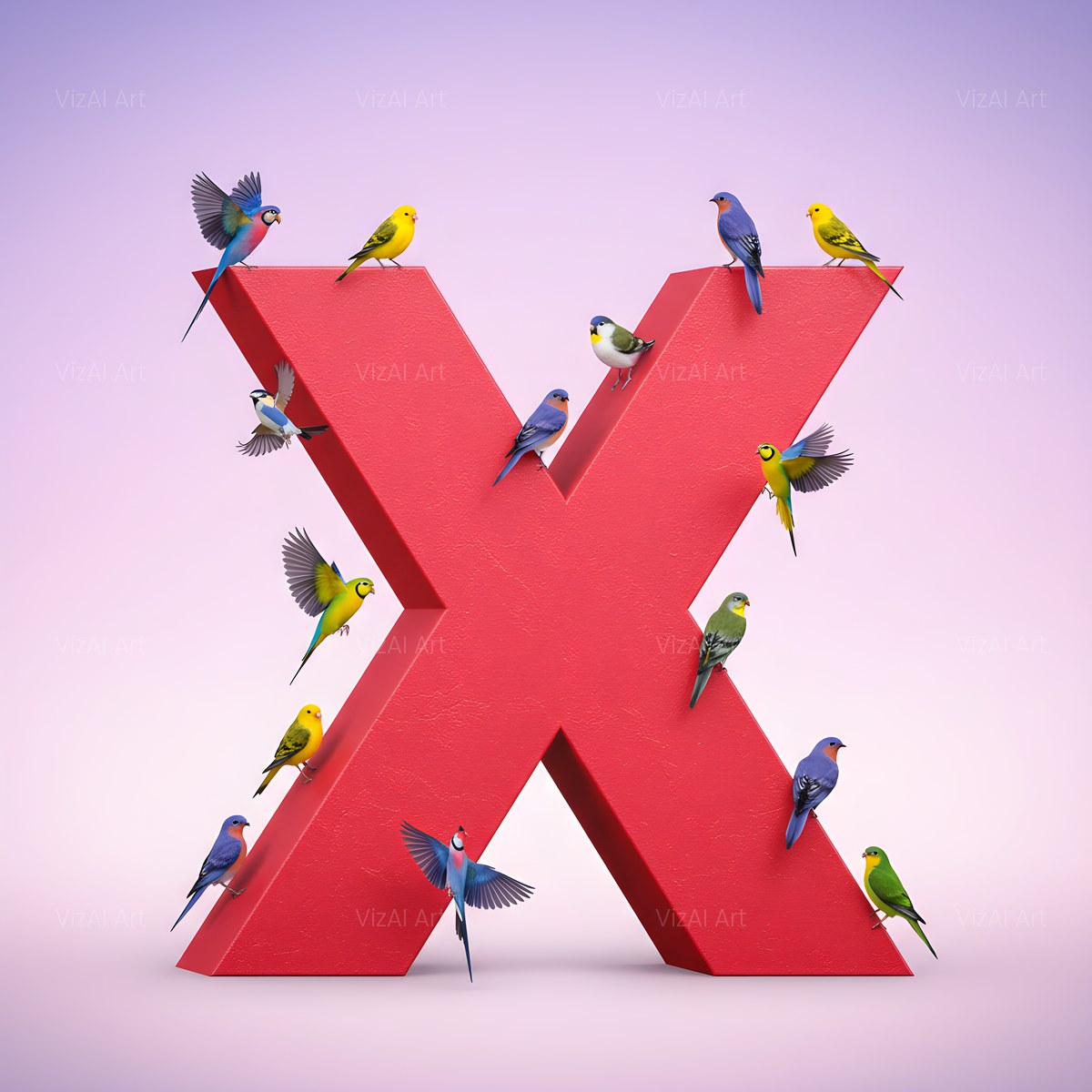 Garden Bird alphabet — printable letter X