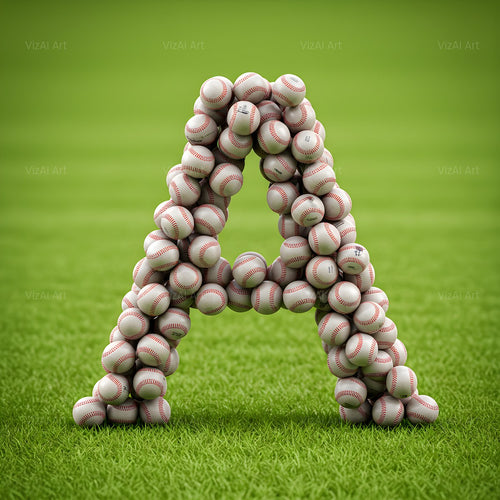 Baseball Pitch Stitch alphabet — printable letter A