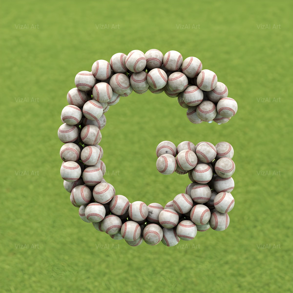 Baseball Pitch Stitch alphabet — printable letter G