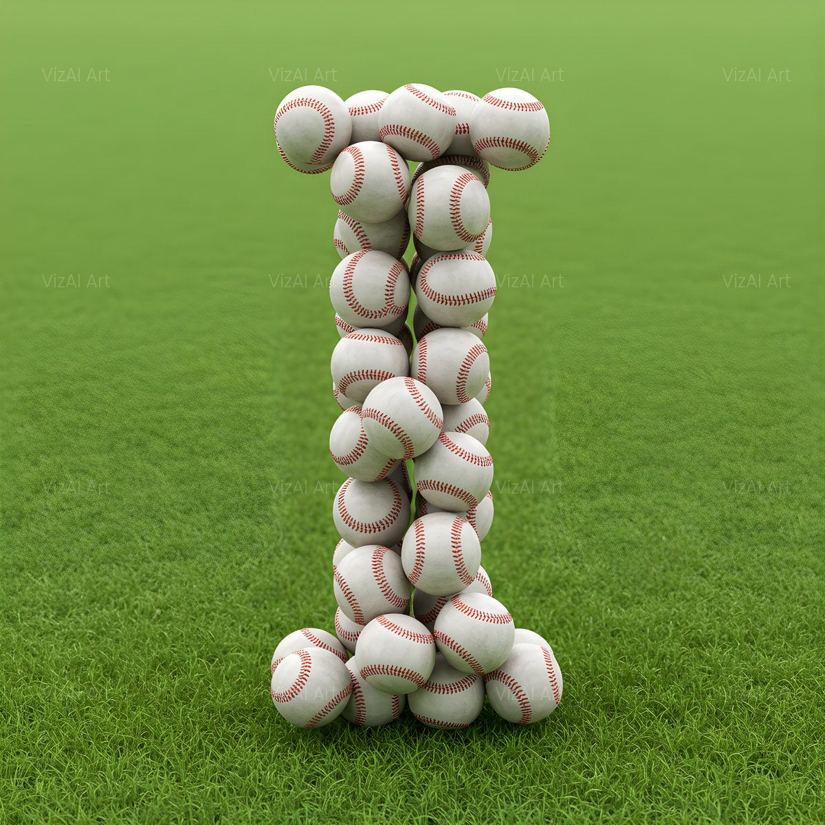 Baseball Pitch Stitch alphabet — printable letter I