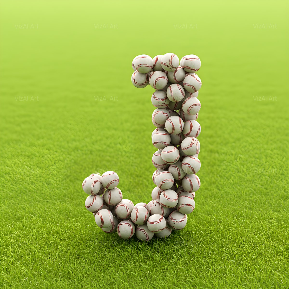 Baseball Pitch Stitch alphabet — printable letter J