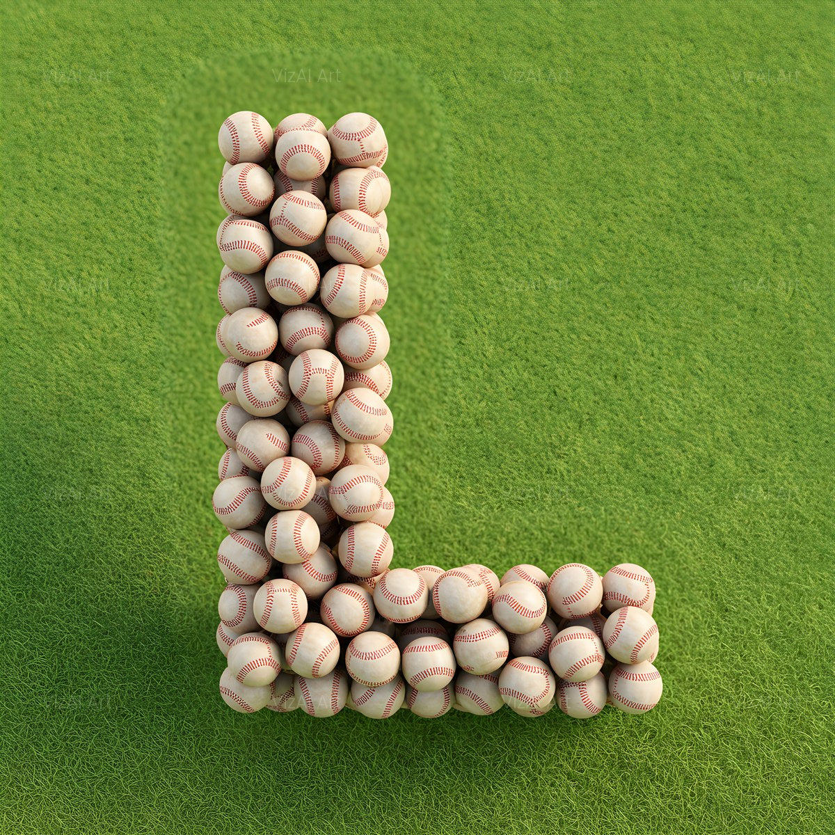 Baseball Pitch Stitch alphabet — printable letter L