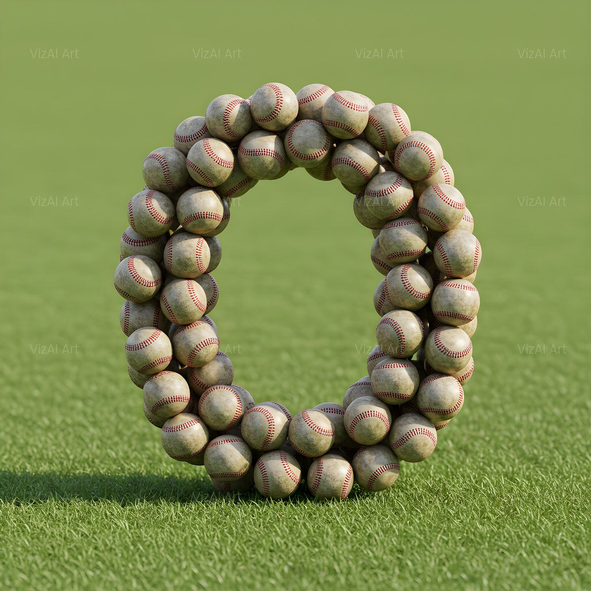 Baseball Pitch Stitch alphabet — printable letter O