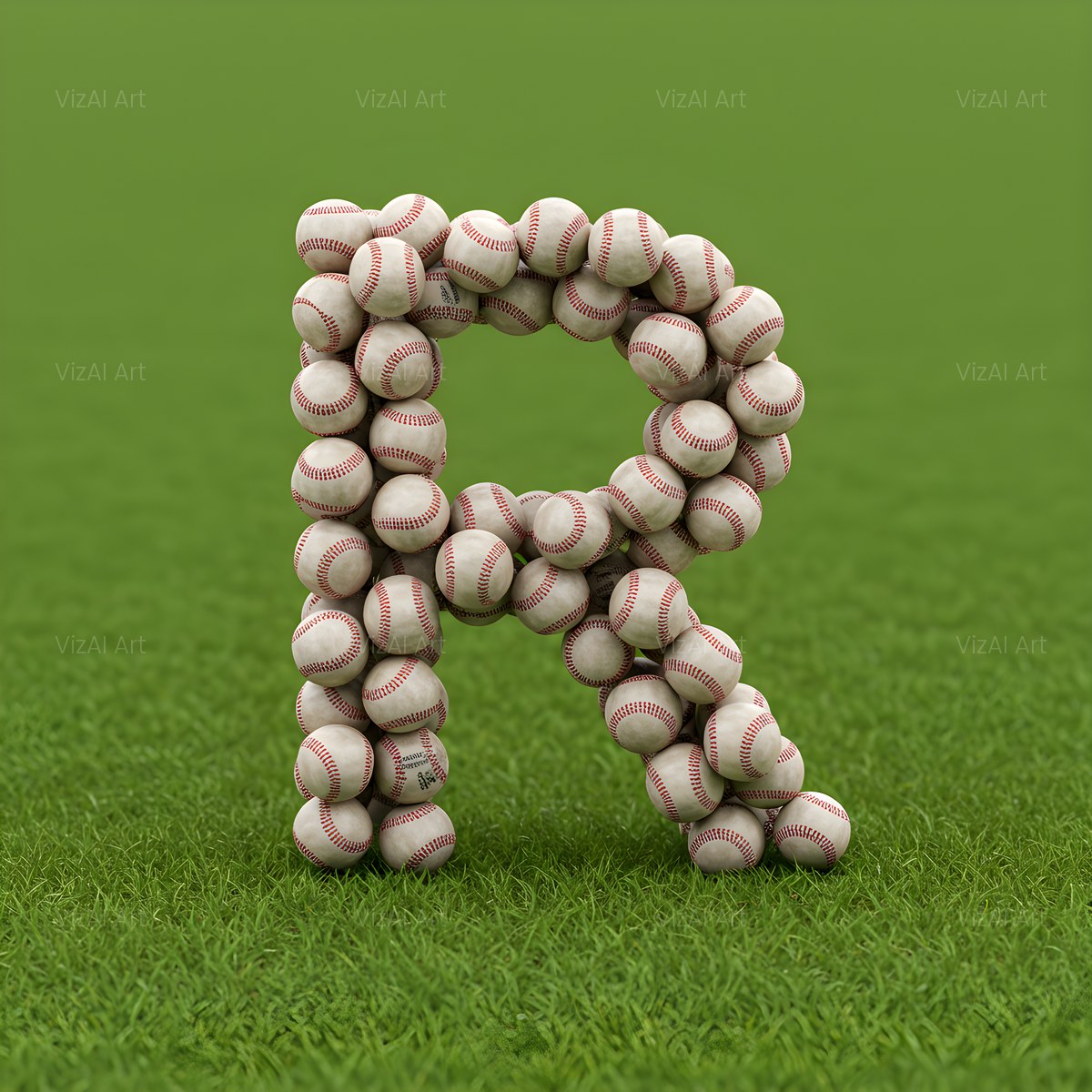 Baseball Pitch Stitch alphabet — printable letter R