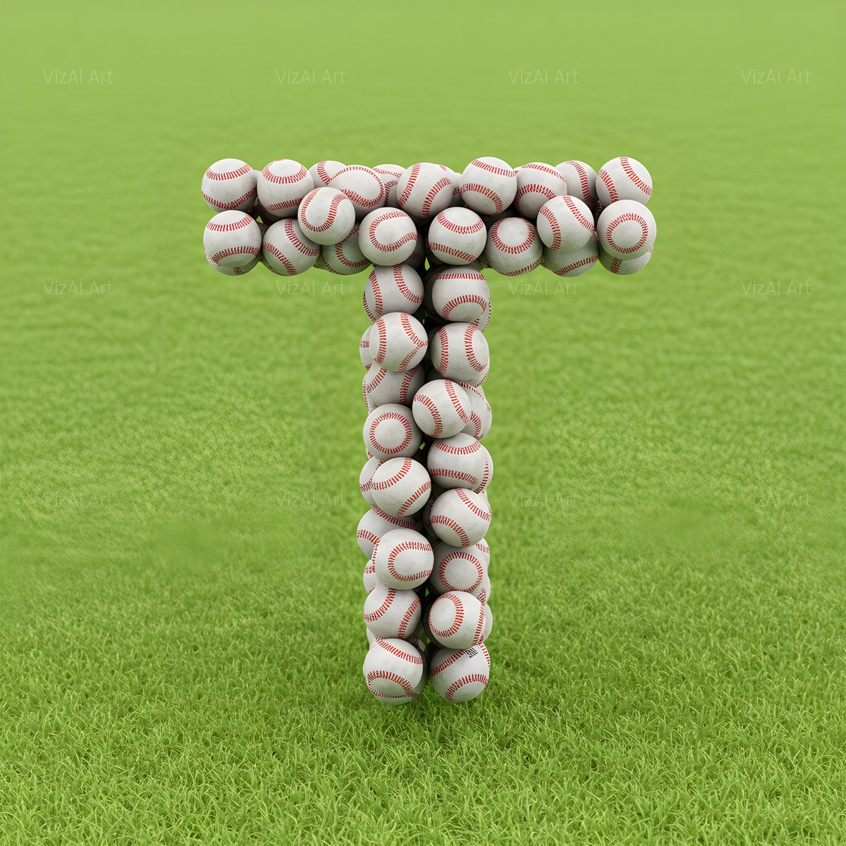 Baseball Pitch Stitch alphabet — printable letter T
