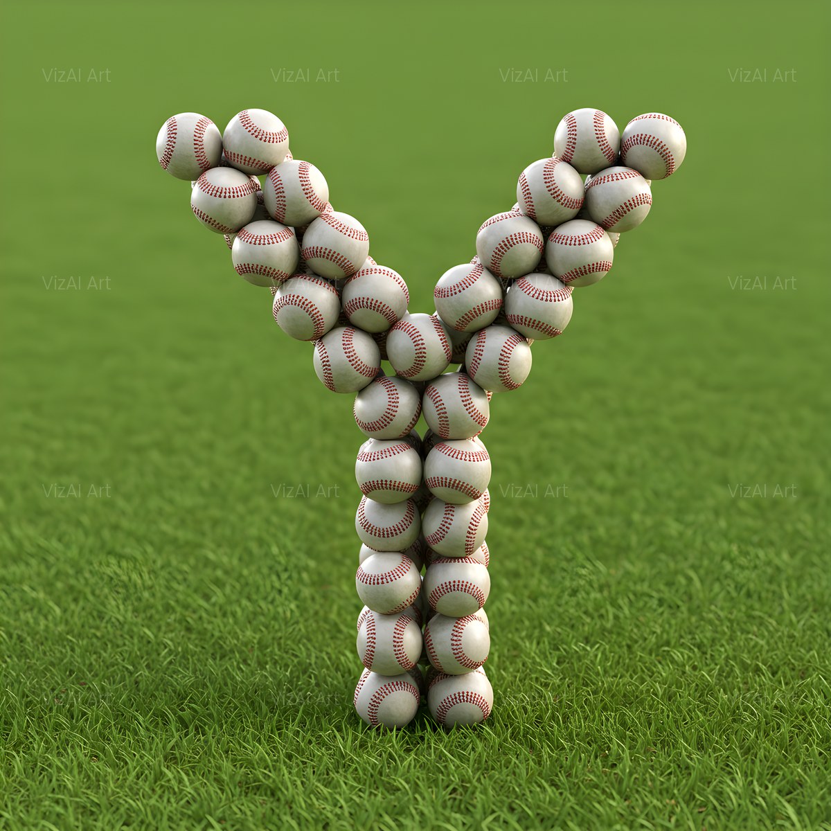 Baseball Pitch Stitch alphabet — printable letter Y