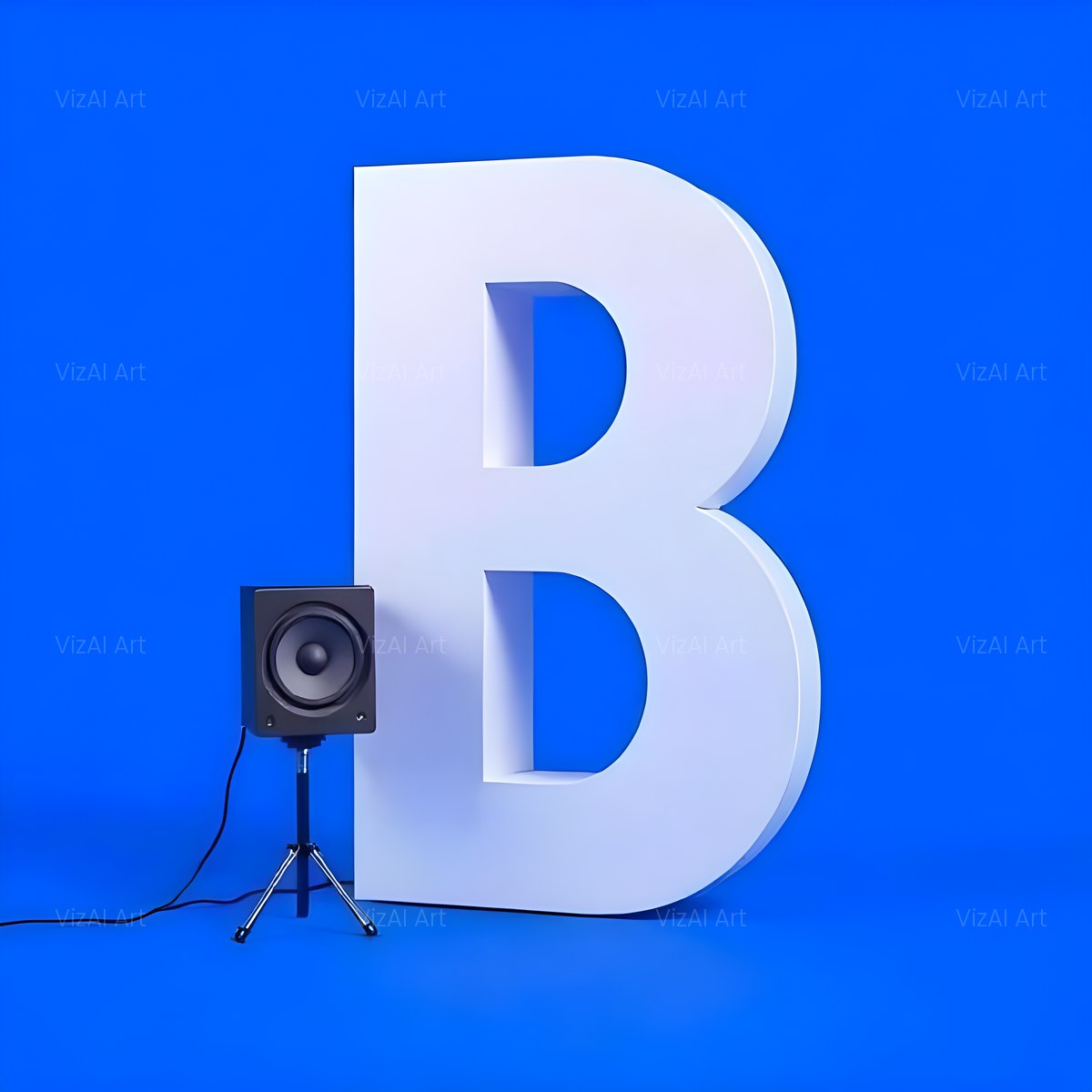 Blue Speaker Bass alphabet — printable letter B