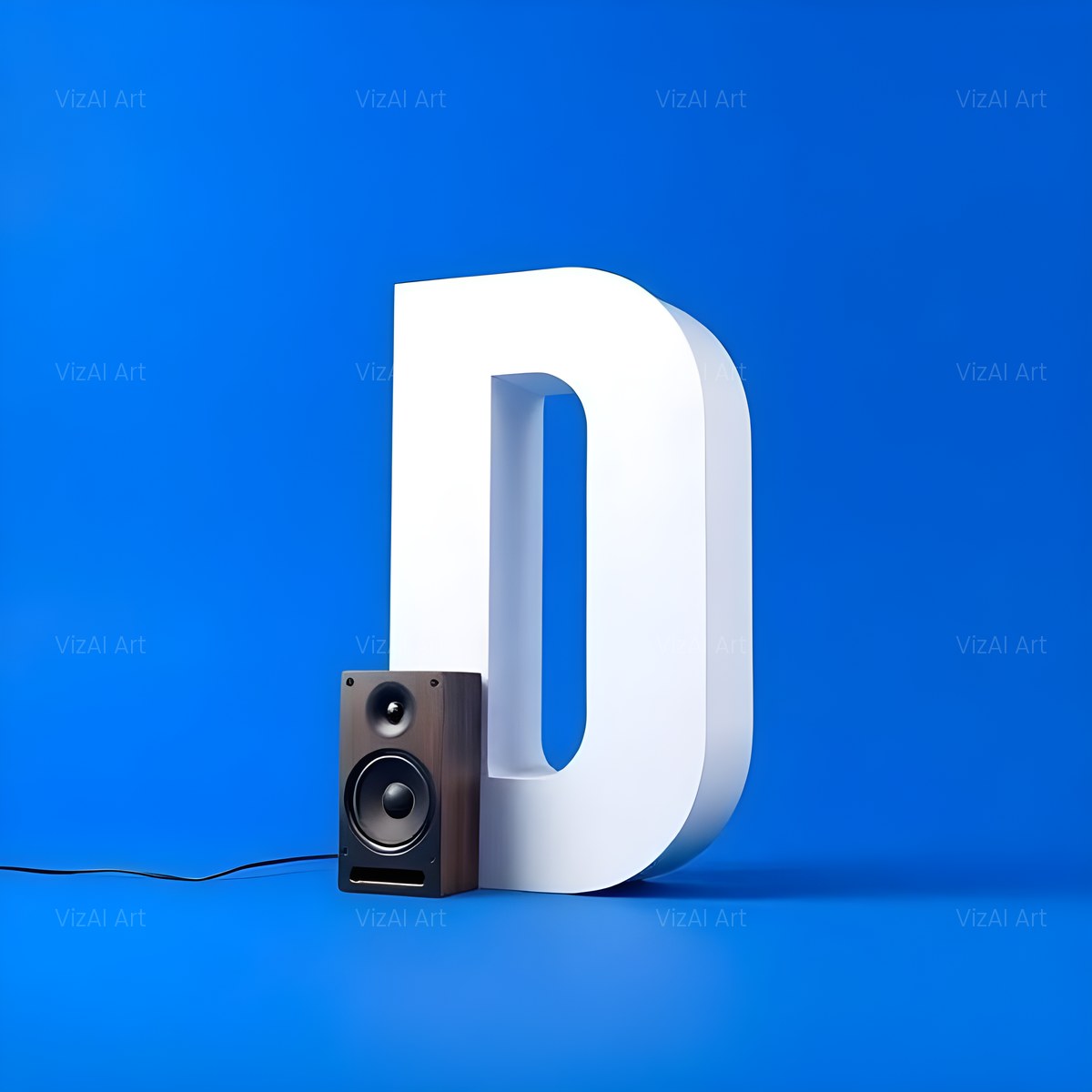 Blue Speaker Bass alphabet — printable letter D